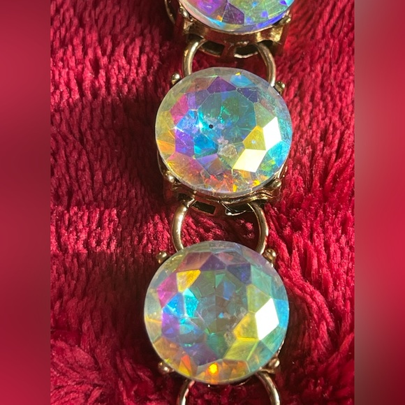 Bracelet aurora borealis crystal bling link adjustable sparkly pick color chunky - Picture 10 of 13